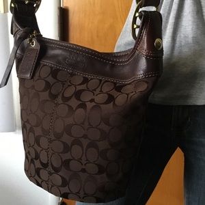 Coach Chocolate Brown Canvas & Leather Signature
